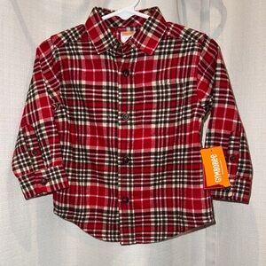 Gymboree Red & Brown Plaid Flannel Button Down Shirt 12-18 months NwT